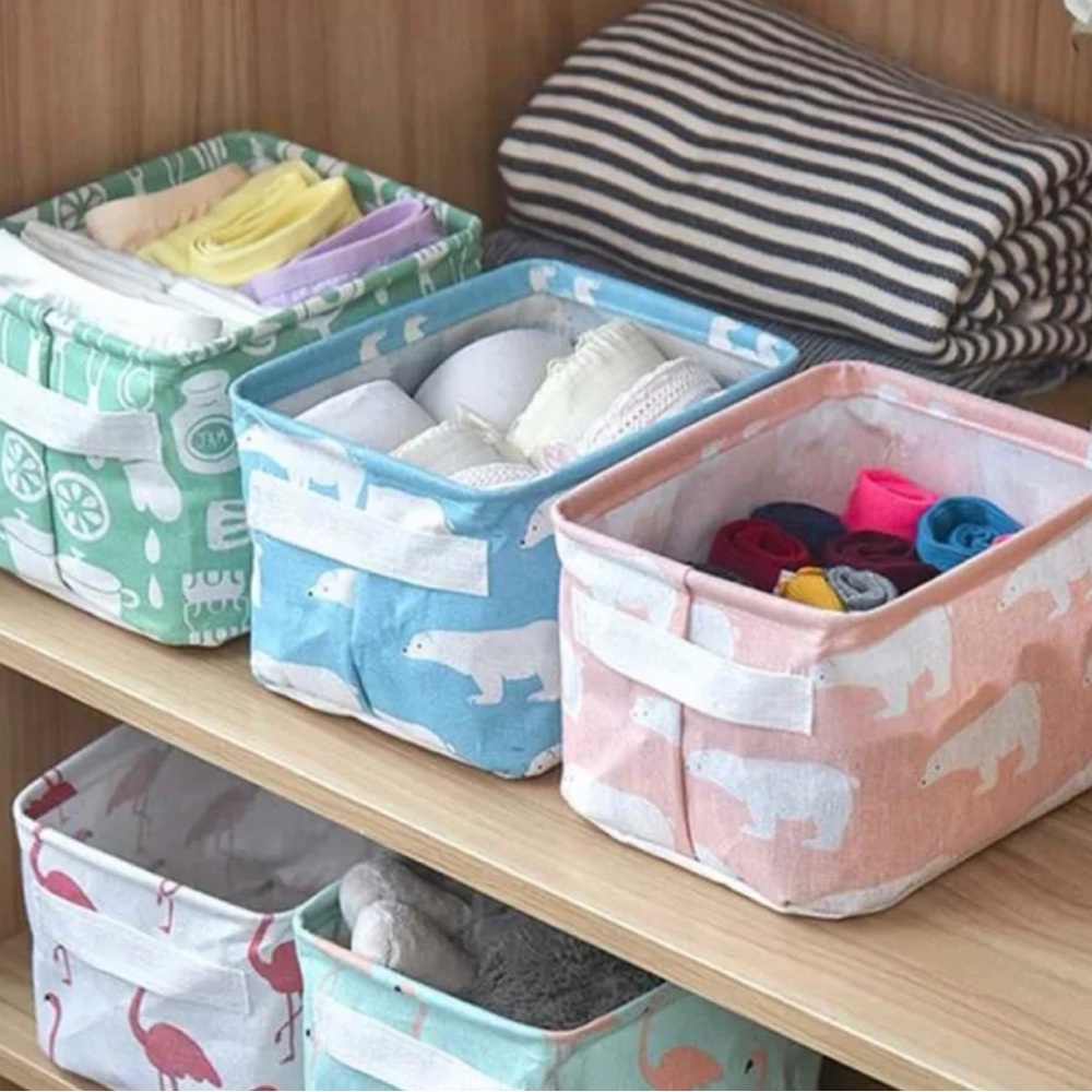 1x Peach Pink Polar Bears Storage Box for Underwear, Socks, etc Closet Organizer